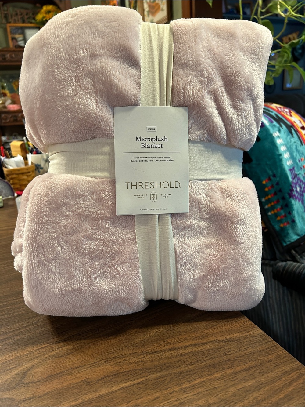 Threshold Plush Microplush Blanket in Pale Pink